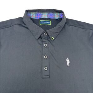 William Murray Mens Large Solid Black Short Sleeve Golf Polo Shirt